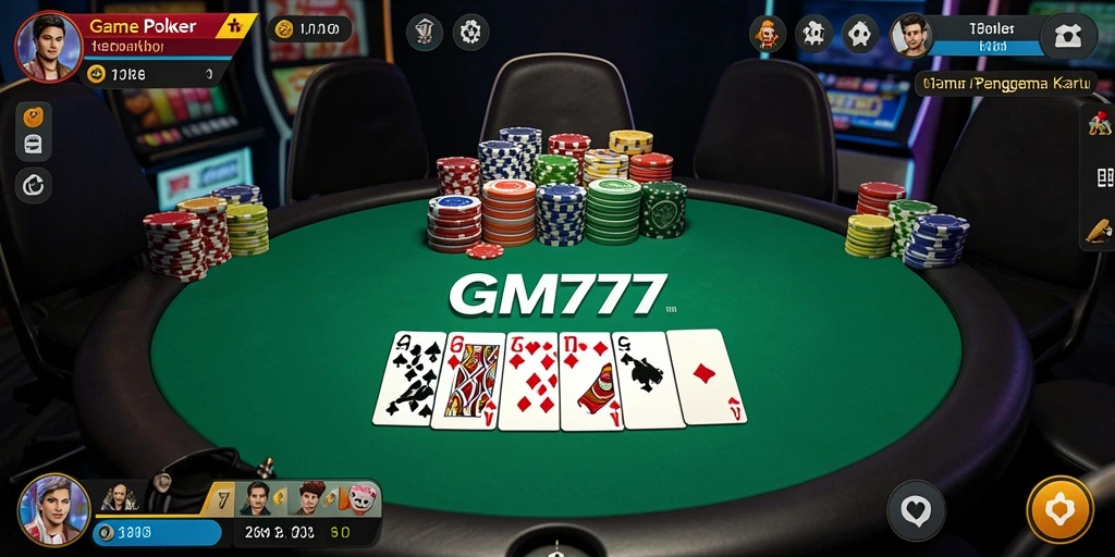 Screenshot GM777 menampilkan pengalaman bermain Poker yang mendebarkan.