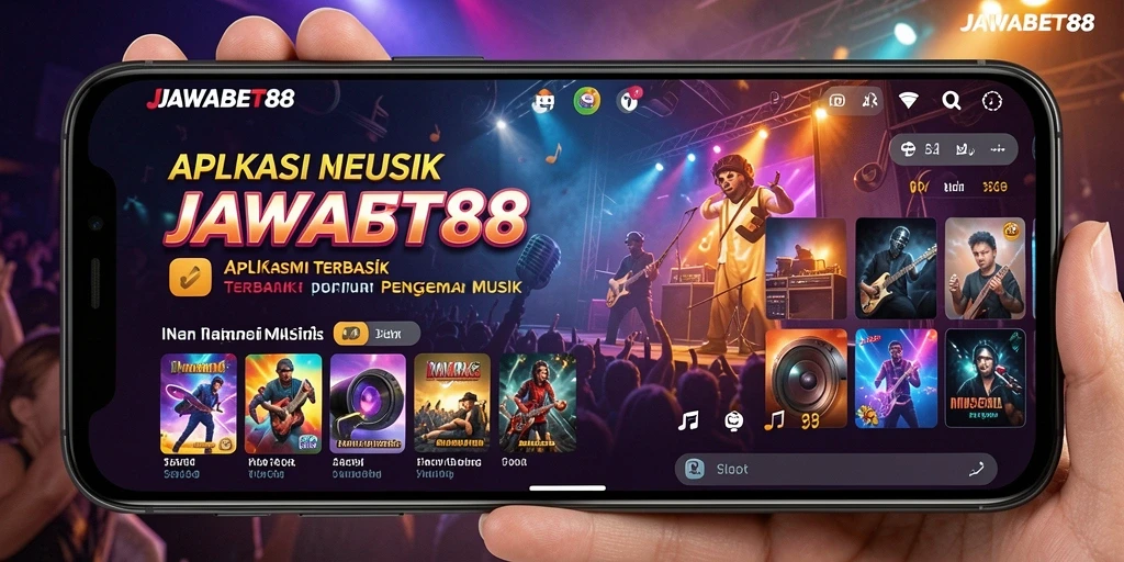 Tampilan screenshot utama JAWABET88 dengan fitur musik interaktif.