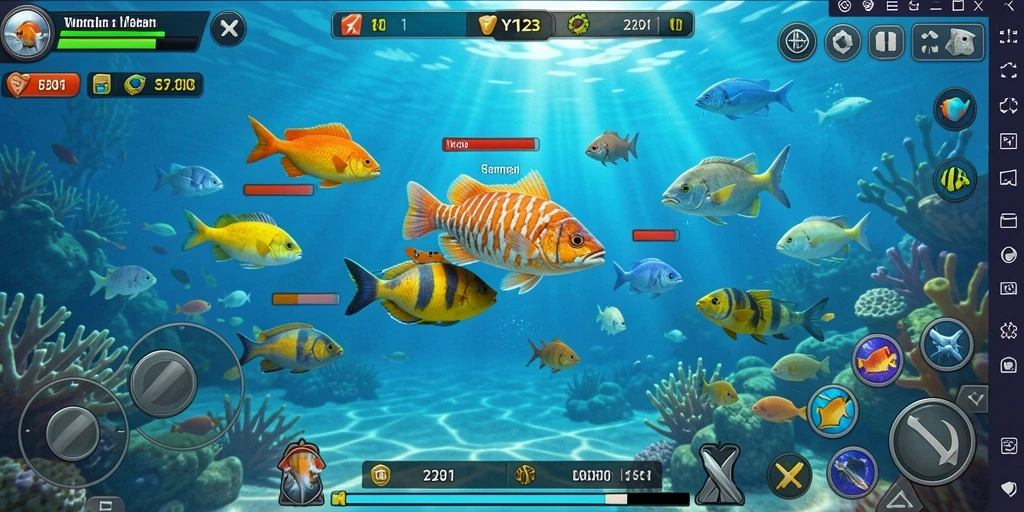 Tangkapan layar gameplay YY123 yang mendebarkan saat menembak ikan.